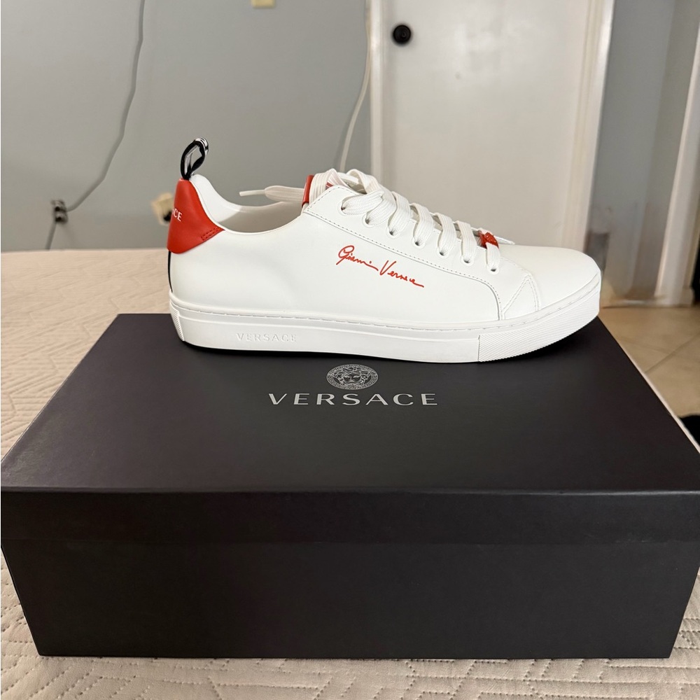 Versace Men's Sneakers in White and Red